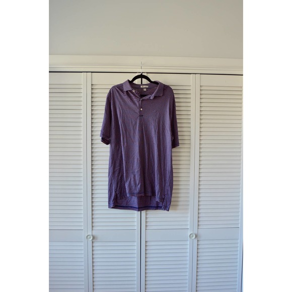 Peter Milar Men's Large Polo Blue and Red Striped Polo | Size Large - Picture 3 of 5